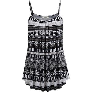 BEPEI Women Loose Casual Summer Pleated Flowy Sleeveless Camisole Tank Tops (Medium, Black Taupe)