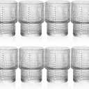 ZOOFOX Set of 8 Juice Glasses, 7 oz Heavy Base Hobnail Glassware for Drinking Orange Juice, Stackble Vintage Drinking Glasses for Beer, Cocktail, Soda, Beverage, Whiskey, Iced Coffee