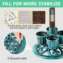 Bird Bath for Outside with 4 Removable Flower Planters 28in Polyresin Lightweight Vintage Birdbath Stake Standing Bowl and Water Feeder Yard Gardan Decor Green