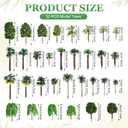 Thiccywoov 40 Pcs Diorama Supplies Kit Include 32 Miniature Trees 1.2-6.2 Inch Mini Mixed Model Plastic Fake Architecture 8 Bags Scenery Basing Material Kit for DIY Craft(Tropical Trees)