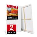 ESRICH Stretched Canvas for Painting 24x36 Inch, 2 Pack Large Canvas for Painting, Primed Acid-Free Cotton Blank Canvases 24x36 Inch, Large Painting Canvas for Oil Paint,Watercolor,Acrylic Paint.