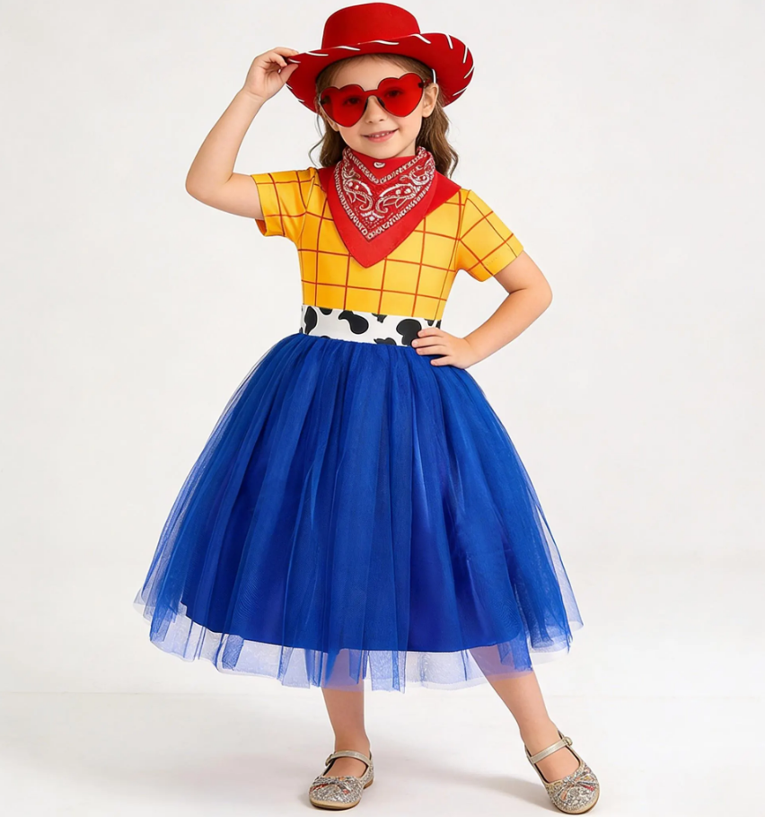 CQDY Princess Costume for Girls Princess Dresses for Girls Cosplay Costume Halloween Party Outfit with Accessories Size 4 Years