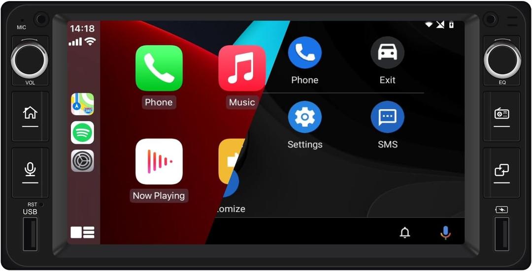 Car Radio Stereo Player MP5 for Toyota 4Runner 03-09 Tundra 00-06 Built in Carplay& Android Auto BT Voice Control Multimedia for VIOS Crown Camry Corolla RAV4 Sequoia 01-07(3.93in x 7.87in)