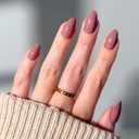 Glamnetic Press On Nails - Short Almond Fake Nails, Muted Mauve Purple Nails, Mauve Obsession | 15 Sizes - 30 Nail Kit with Glue | Gift for Mom