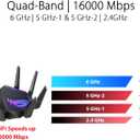 ASUS ROG Rapture WiFi 6E Gaming Router (GT-AXE16000) - Quad-Band, 6 GHz Ready, Dual 10G Ports, 2.5G WAN Port, AiMesh Support, Triple-Level Game Acceleration, Lifetime Internet Security, Instant Guard