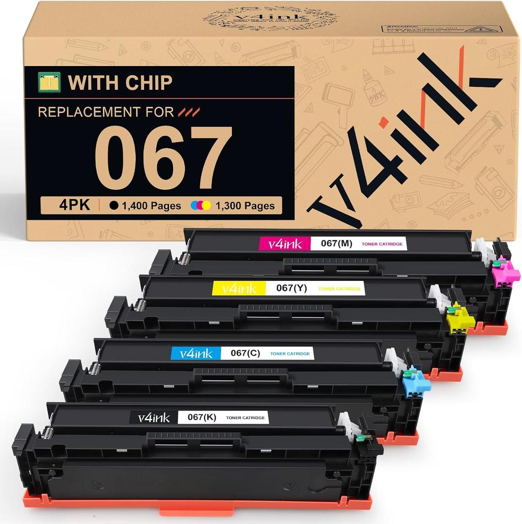 v4ink 067 Toner Cartridge Compatible Replacement for Canon 067 Toner Cartridge Set for use with Canon Color imageCLASS MF650 LBP630 Series LBP632Cdw MF654Cdw MF653Cdw MF656Cdw MF652Cw Printer 4Pack