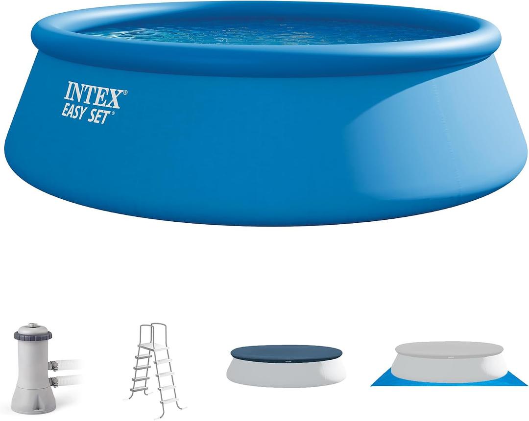 INTEX Easy Set 15 ft x 48in Inflatable Ring Above Ground Pool Set w/Pump