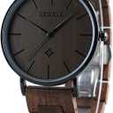 BEWELL Wooden Watches for Men Women Slim Analog Quartz Minimalist Couple Wrist Watch