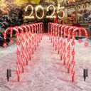 Super Bright 160 LED Christmas Pathway Lights Outdoor, 20 Pack Candy Canes Lights with Snowflake, 8 Flashing Modes Waterproof Outdoor Christmas Decor