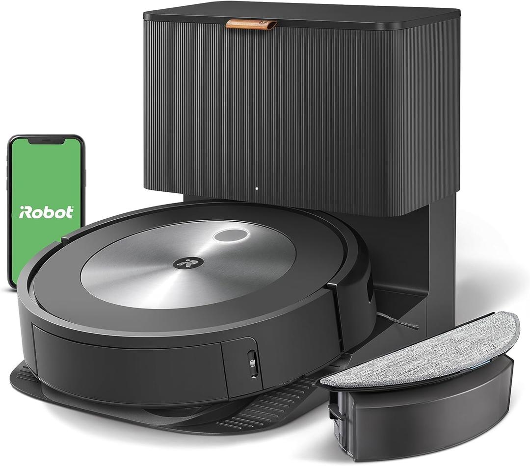 iRobot Roomba Combo j5+ Self-Emptying Robot Vacuum & Mop Identifies and Avoids Obstacles Like Pet Waste & Cords, Empties Itself for 60 Days, Clean by Room with Smart Mapping, Works with Alexa