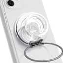 Compatible with Magsafe Ultra-Thin Collapsible Phone Grip  Sleek Magnetic Phone Holder for iPhone & Android, 360 Rotation, Wireless Charger Compatible, Durable & Portable (White)