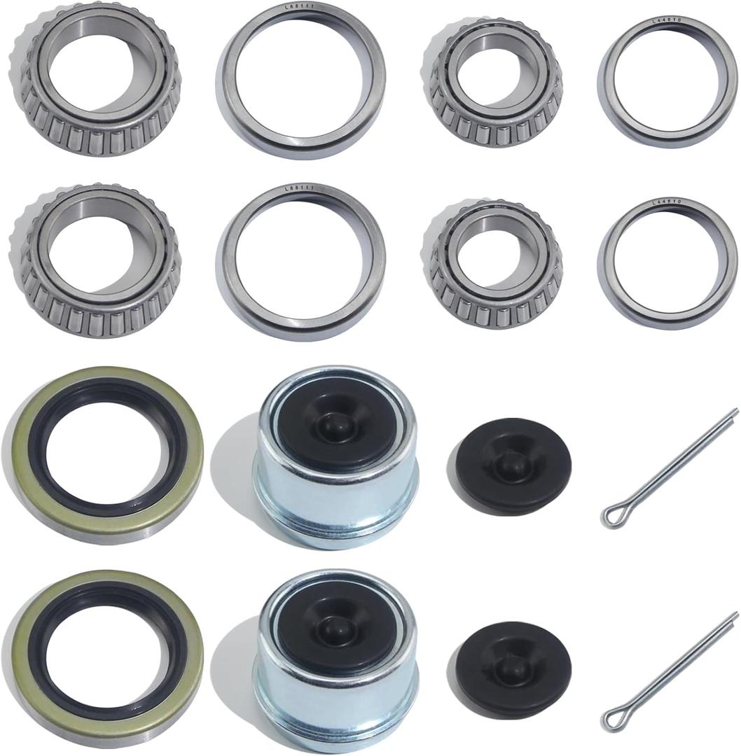 2Sets L68149 L44649 Trailer Axle Hub Bearings Kits with 171255TB Grease Seals, 1.98'' Trailer Dust Caps & Cotter Pins for 3500 lbs 1-3/8'' to 1-1/16'' #84 Spindle