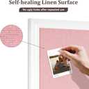 DOLLAR BOSS Bulletin Board with Linen 24'' x 18'' White Framed Cork Boards for Walls, Photo Display Pin Board, Decorative Corkboard for Office Home School Girls Dorm Decor with 10 Pushpins, Pink