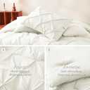 HIMEET Pintuck Bed in a Bag, 7 Pieces Full Size Comforter Set Ivory, Luxury Pinch Pleat Bed in a Bag, Soft All Season Bedding Sets with Comforter, Flat Sheet, Fitted Sheet and Pillowcases & Shams