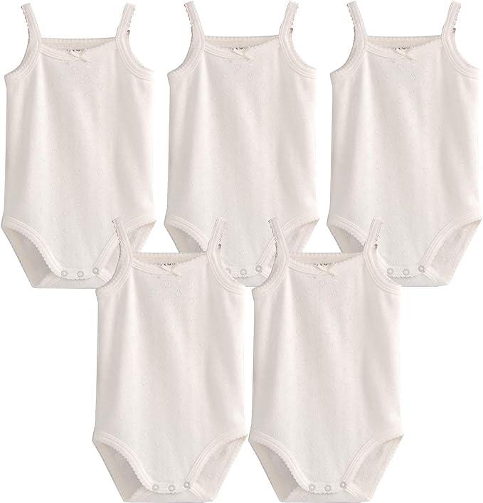 Baby Girls Clothes Sleeveless Tank Top Onsies Cotton Baby Bodysuit Pack of Toddler Summer Clothing, White, 18-24M