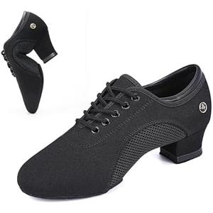 Topratting Women's Ballroom Dance Shoes 1.5 in/2 in Lace-Up Women's Latin Dance Shoes Suitable for Salsa Ballroom Modern Rhythm Jazz Banquets Teaching Practice Professional Performance Size 9