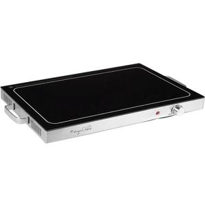 Megachef Electric Warming Tray with Adjustable Temperature Control, 24 in, Silver, Black