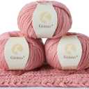 100% Inner Mongolian Cashmere Yarn Luxurious Hand Knitting Yarn Home Necessity for DIY Crafts Camellia Pink, 3 balls
