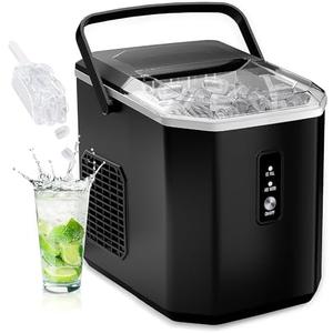 Euhomy Portable Countertop Ice Maker - 9 Cubes in 6 Mins, 26lbs/Day, Self-Cleaning with Ice Scoop & Basket, Compact for Home/Kitchen/Office/RV (Black)