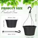 Roshtia 10 Pcs 10 Inch Hanging Baskets for Plants Large Plastic Hanging Basket Pots with Drainage Trays Self Watering Planter Pots for Outdoor Indoor Plants Flowers Garden Balcony (Black)