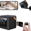 Small Hidden Camera, 1080P Indoor Security Cameras for Home, Mini Nanny Cam with 32GB SD Card & 140 Wide-Angle Lens & Motion Detection & Night Vision, Magnetic Installation (Pure Black)