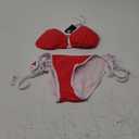 Suvimuga Women Two Piece Swimsuit Color Block Swimwear Halter String Triangle Bikini Sets (Large, Red)