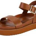 Yavero Women's Platform Sandals Open Toe Summer Sandals Comfortable Flatform Wedge Sandals 7.5 Brown