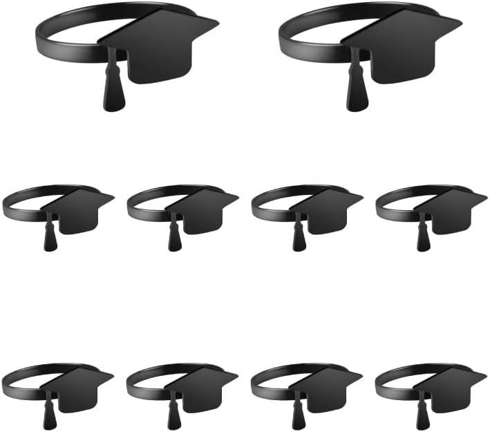 10 PCS Graduation Napkin Rings, 2026 Graduation Black Napkin Holders for Cloth Napkins Metal Napkin Holder Bulk for Graduation Party Supplies Graduation Table Decor