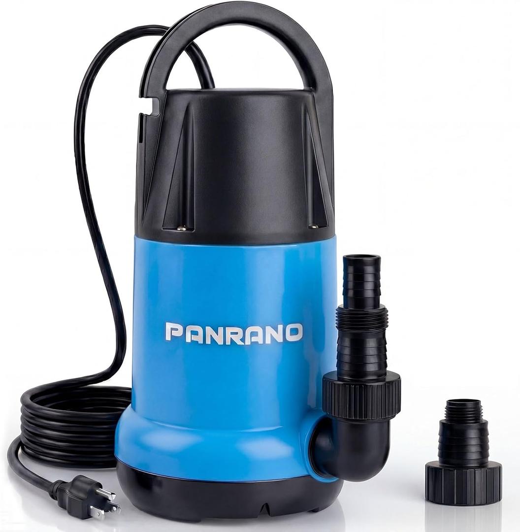 Sump Pump 1HP Submersible Clean Dirty Water Pump 3700GPH Portable Draining Pumps for Pool Hot Tubs Basement Water Transfer, Light Blue