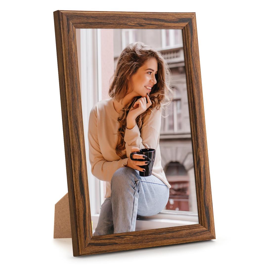 15x20 Wood Frame Brown, Rustic Natural 20x15in Woodgrain Picture Poster Frame, Modern Brown 15 x 20inch Gallery Wall Photo Frame with HD Plexiglass, Horizontal Vertical Wall Mounting Display 1pcs