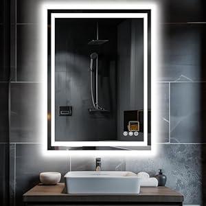 Homsion LED Bathroom Mirror, 20"x28" with Frontlit and Backlit Anti-Fog Mirror with Lights LED Vanity Mirror for Bathroom 11 Colors Temperature & Dimmable Bathroom Mirror with HD Tempered Glass