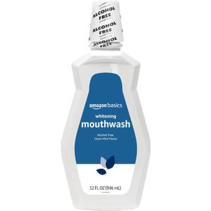 Amazon Basics Teeth Whitening Mouthwash, Alcohol-Free, Clean Mint, 32 Fluid Ounces, 1-Pack, Previously Solimo