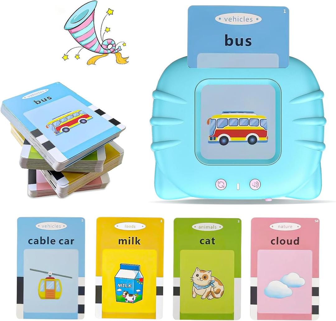 Toddler Toys,Talking Flash Cards Educational Gifts for Age 1 2 3 4 5 9 Years Old Boys,Montessori Toy,Children's Autism Sensory,Speech Therapy Toys with 224 Words-Blue