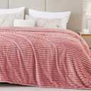 BEDELITE Fleece Blanket King Size  3D Ribbed Jacquard Soft and Warm Decorative Fuzzy Blankets  Cozy, Fluffy, Plush Lightweight Throw Blankets for Couch, Bed, Sofa(Pink, 108x90 inches)