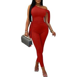 chicyes Jumpsuits For Women Dressy Casual Summer Sleeveless Romper Plus Size Sexy Outfits Trendy Vacation Clothes, Red, XL 