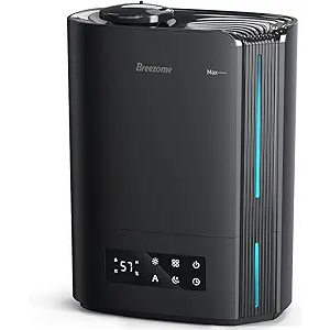 BREEZOME 6L Humidifiers for Bedroom Large Room & Essential Oil Diffuser, Ultrasonic Top Fill Cool Mist Humidifiers for Baby, Plants, Nursery Last up to 60 Hours, Smart Humidistat Control, Quiet, Black