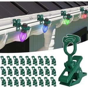 C7 C9 christmas light spring clips, 100Pcs Self-lock heavy duty quick Christmas Light Clips, Fit E12/E17 Base, Mini Lights Holiday Rope Lights, Perfect for gutter Shingle Metal Roof Fence Railing