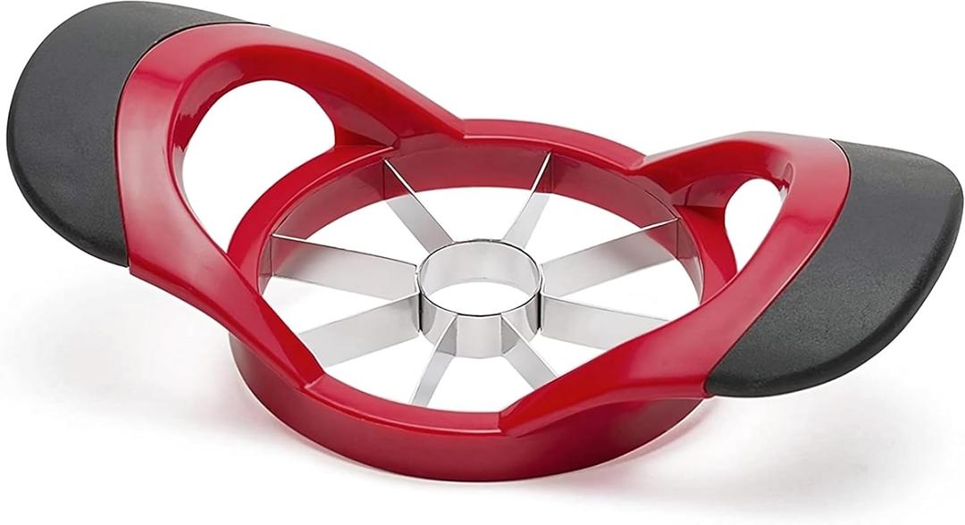 Apple Corer Slicer Fruit Cutter Divider 8 Stainless Steel Blades Non-Slip Handle Kitchen Tool Red (Slicer)