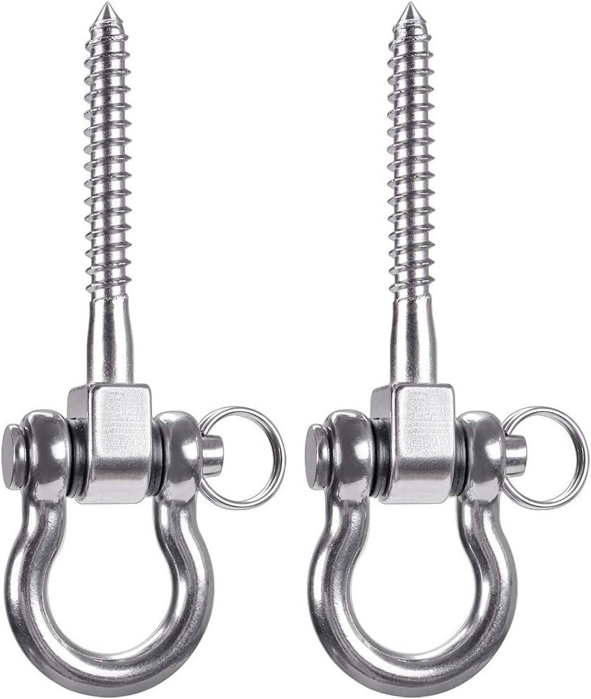 SELEWARE Set of 2 Permanent Antirust 304 Stainless Steel Screw Bracket Heavy Duty 180 Swing Hangers, 1800LB Capacity Playground Yoga Hammock Rope Tire Web Chair Sandbag Punching Bag Porch Swing Sets