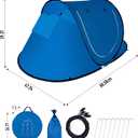 Zento Best Pop Up Beach Tent TA17 - Tent Pop Up Automatic Instant Portable Cabana – Camping Easy Set Up Windproof, Waterproof, Canopy - 3-4 Person Sunshade Shelter with UV Protection and Carry Bag, Medium to Large