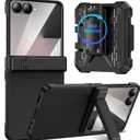 VEGO for Z-Flip-7-Case: Galaxy Z Flip 7 Case with Belt Clip Holster[Built-in Screen Protector][Hinge Protection] Hidden Rugged Kickstand Case Full-Body Drop/Shock Proof Cover for Samsung Flip 7-Black