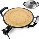 18.5” Electric Injera Maker, Mitad for Ethiopian Injera, Pancake Teff Maker, Electric Griddle with Lid, Non-Stick Surface, Easy to Clean, Adjustable Mechanical Knob Control, Even Heating