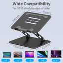 Adjustable Laptop Stand for Desk, Metal Foldable Laptop Riser Holder, Portable Desktop Book Stands, Ventilated Cooling Computer Notebook Stand Compatible with 10-15.6 Laptops