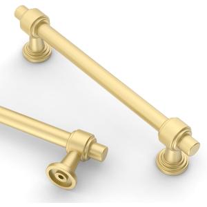 Asidrama 10 Pack 5 Inch(128mm) Brushed Gold Kitchen Cabinet Handles, Cabinet Pulls Kitchen Cabinet Hardware for Cupboard Drawer Pulls (5" Hole Center)