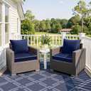 MIULEE Navy Outdoor Seat Cushion 24x24 Inch Waterproof & 3 Year Fade Resistant Deep Seat and Back Cushion for Patio Furniture Chair Sofa Couch with Handle and Adjustable Straps