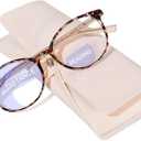 Bifocal Reading Glasses for Women, TR90 Round Clear Top Blue Light Computer Readers with Spring Hinge