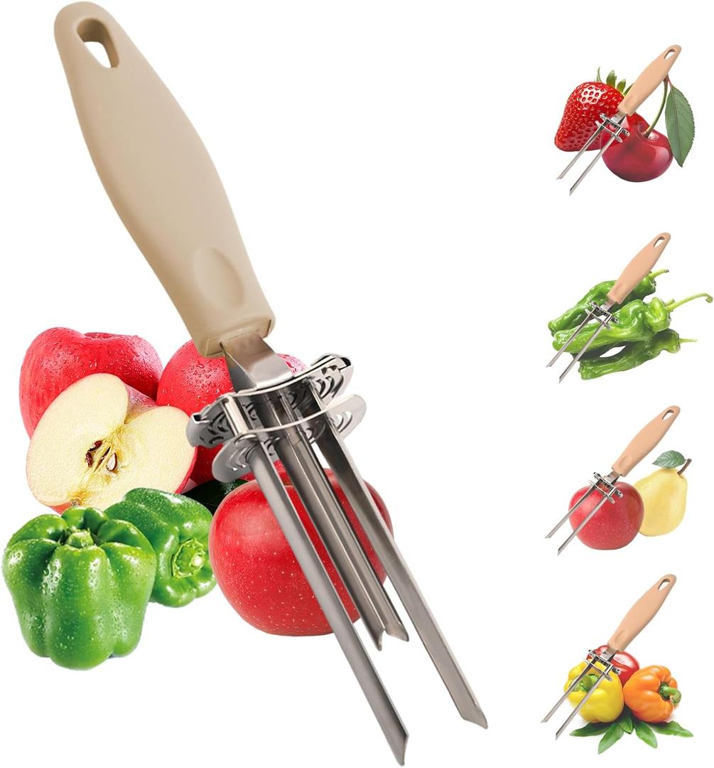 Apple Corer, Bell Pepper Corer, Pepper Seed Remover Tool, 2025 New Upgraded Adjustable Diameter Multifunctional Fruit and Vegetable Corer Tool Kitchen Gadgets, Dishwasher Safe (Light Brown)