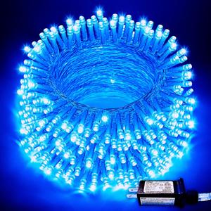 JMEXSUSS Blue Christmas String Lights Indoor Outdoor, 66ft 200 LED Blue String Lights Clear Wire Plug in, 8 Modes Waterproof Christmas Lights for Halloween Tree Party Bedroom Wall Christmas Decoration