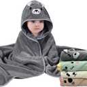 Hooded Baby Towels, 4 Packs Premium Soft Baby Bath Towels with Hood for Babies, Toddler, Infant - Ultra Absorbent, Baby Stuff Shower as Best Gifts for Boys and Girls (4Pack) (Gray+white+green+brown-4pack, 4styles)