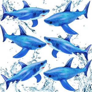 Leyndo 6 Pieces 23.6 Inch Summer Inflatable Shark Pool Toys Shark Pool Float Beach Balloons Birthday Party Decorations Animal Ornament for Birthday Party Decor Supplies Gift